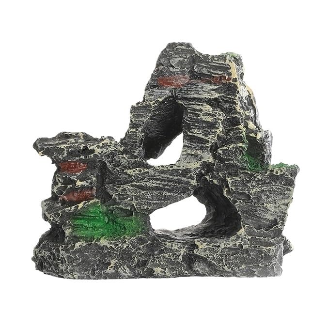 Grottes d'aquarium en lot de 2 roches lourdes réalistes pour crevettes et reptiles