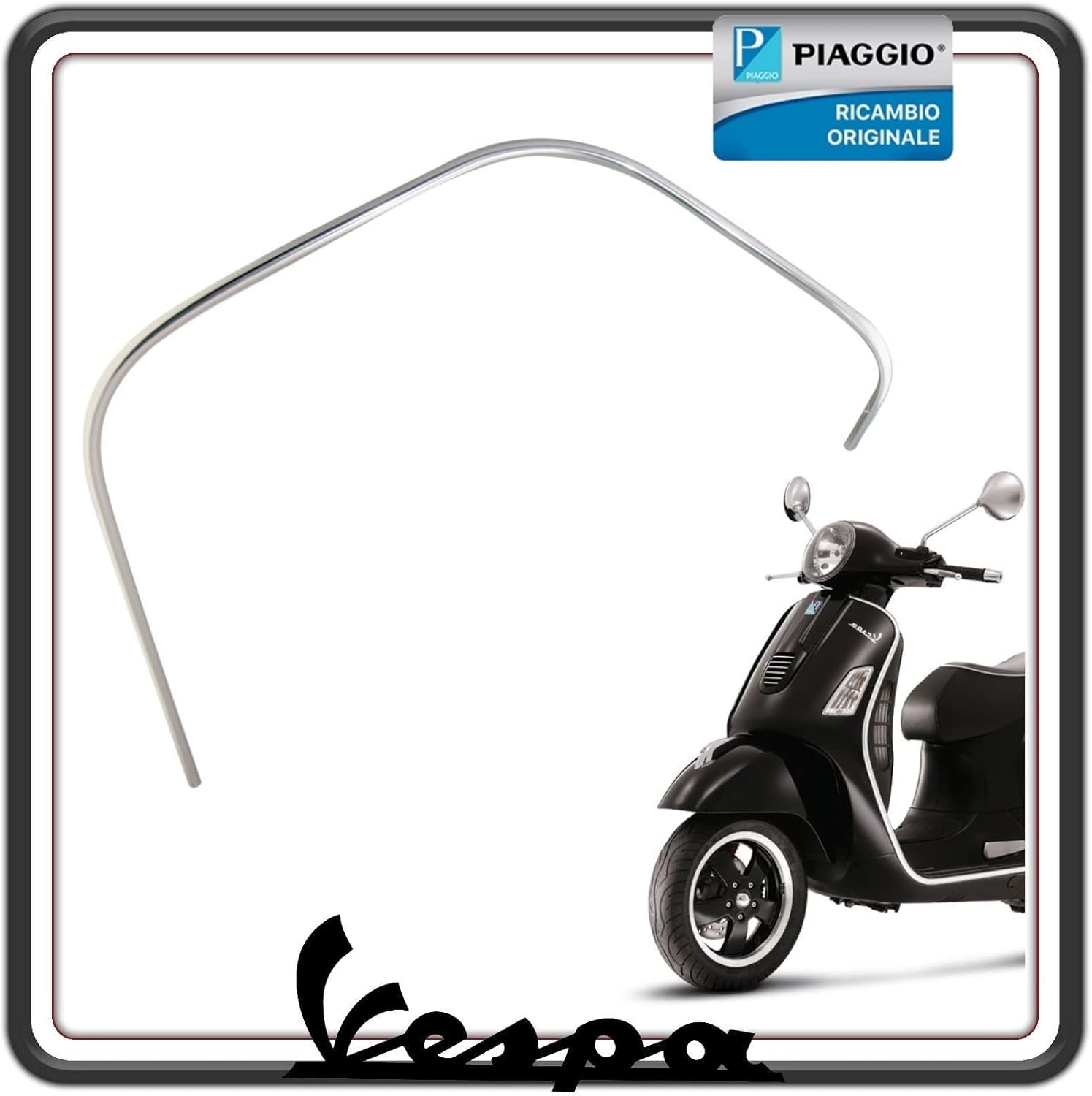 BORDO BORDINO SCUDO CROMATO ANTERIORE LATO DESTRO DX PER PIAGGIO VESPA GTS 125-200 - 250-300 - GTV 125 200 250 300 - GT 125 200 250 300 ORIGINALE PIAGGIO