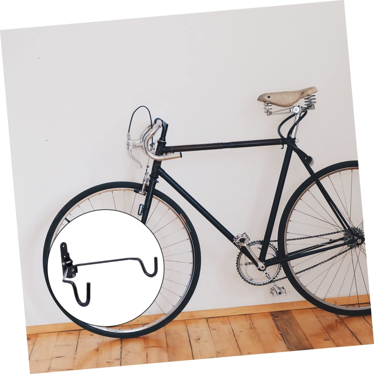 Kisangel Crochet Mural pour Vélo Réglable Noir, Lot de 2, Acier Caoutchouc