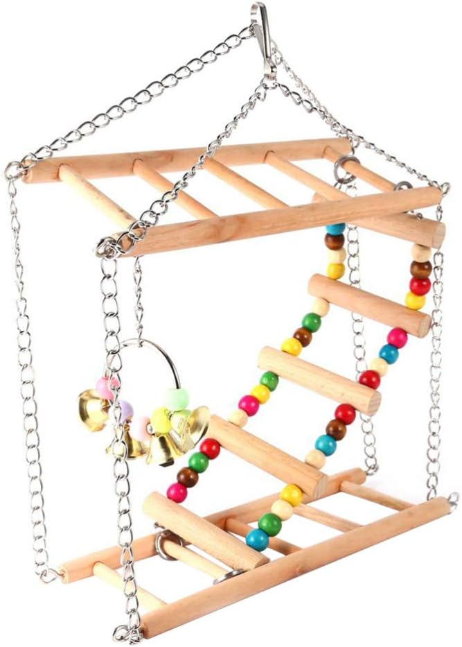 Bird Playground Parrot Swing Toy Hanging Ladder Cage Accessories Chain Parakeet Cockatiel Conure Finch Budgie
