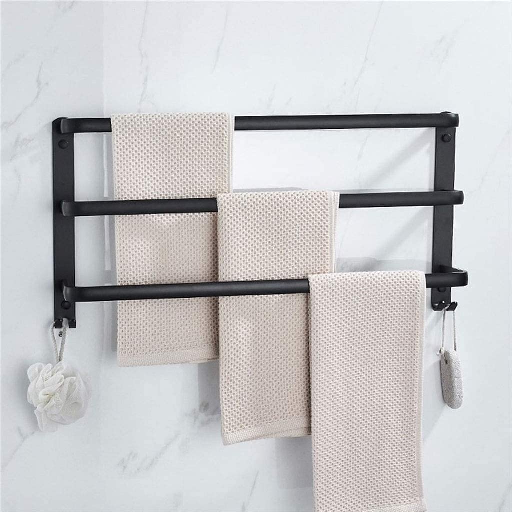 Toalla de Toallas de Perforación de Taladradilla Montada en la Pared Baño de Toallas de Toallas de Toallas de Toallas Accesorios de Hardware Toilelas para Toallas de Baño/Negro/60 cm