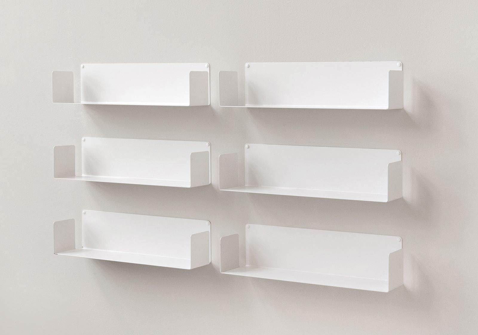 TEEbooks CD and DVD shelf Set of 6 STEEL WHITE 60x15x15cm