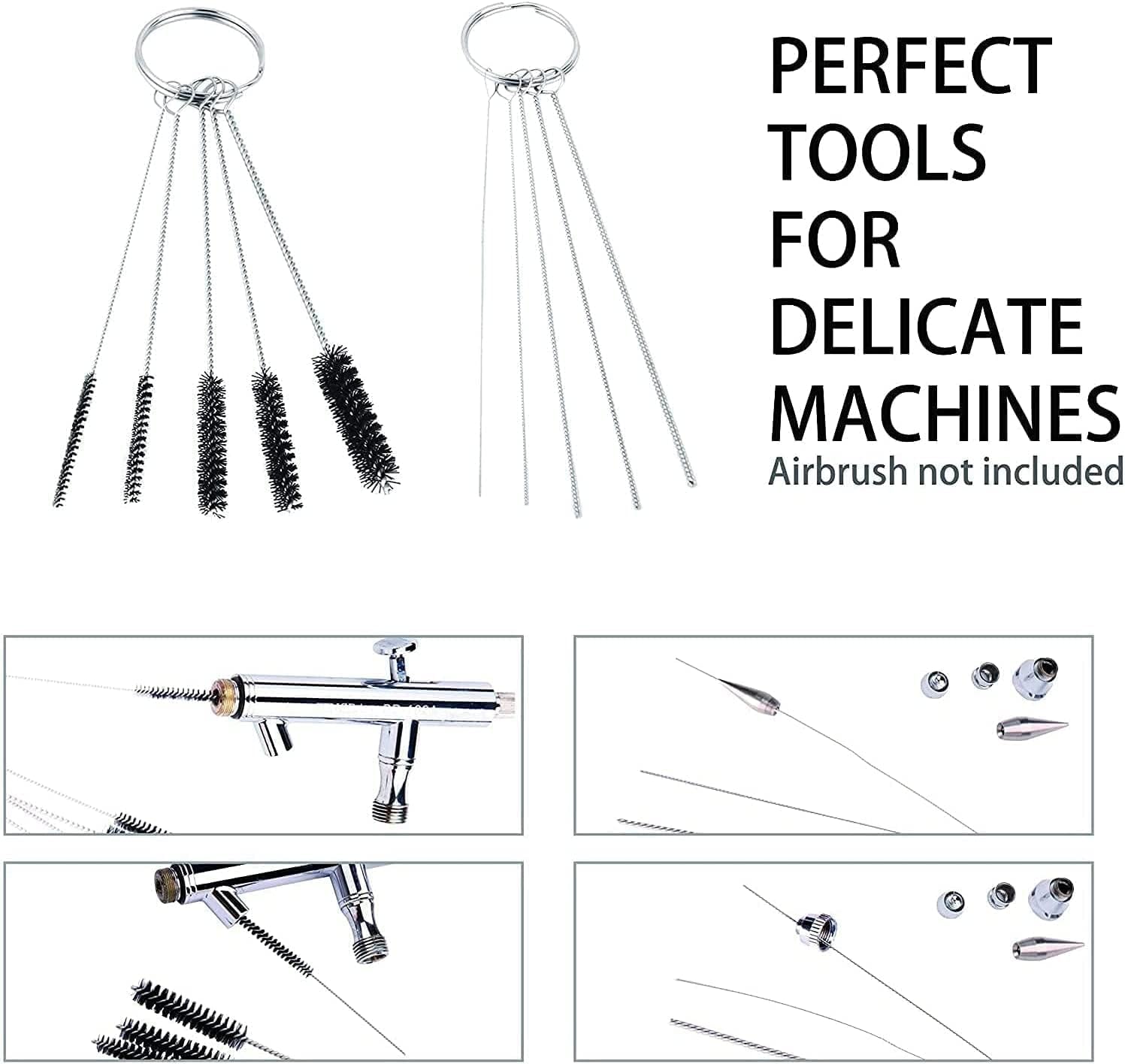 HUBEST 20-Piece Airbrush Replacement Parts Set - 0.2mm 0.3mm 0.5mm Needles, Nozzles & Caps - Includes Full Airbrush Cleaning Kit & Repair Tool