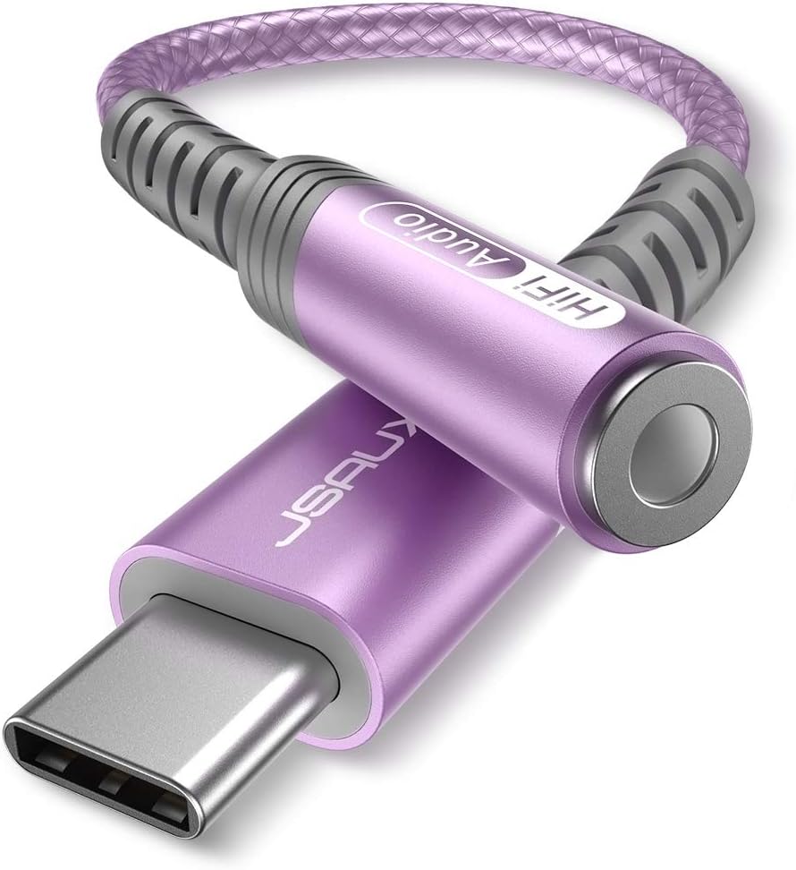USB Type C to 3.5mm Female Headphone Jack Adapter, JSAUX USB C to Aux Audio Dongle Cable Cord Compatible with iPhone 17 Pro Max/16 Pro/15 Plus, Samsung Galaxy S23/S22/S21 Ultra, iPad Pro, Pixel Purple