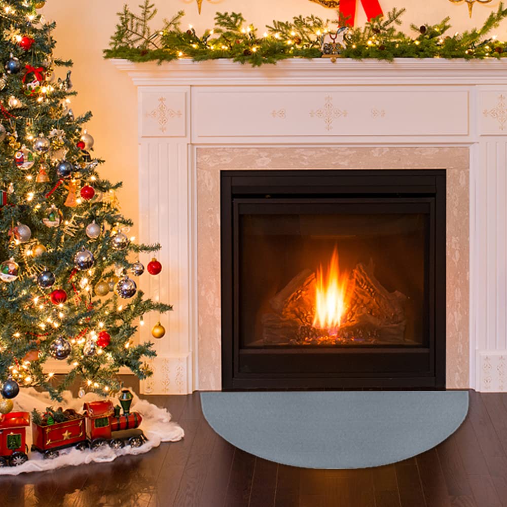 Hearth - Tappeto ignifugo per la casa, semicircolare ignifugo, protegge il pavimento e il tappeto da scintille e braci stufe a legna (61 x 107 cm)