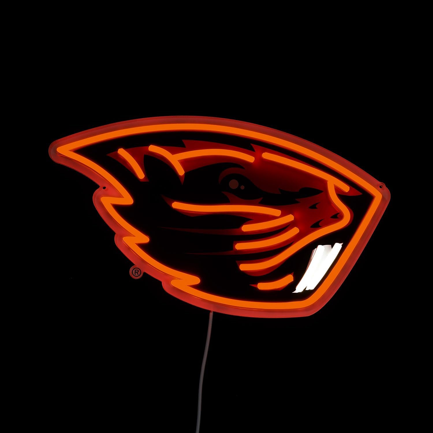 Saturday Neon Officially Licensed Oregon State Beavers LED Neon Sign – 15" W x 9.20" H Orange-Emitting Wall Light with Adjustable Brightness, Inline Dimmer Switch, USB Powered with Outlet Adapter – College Wall Décor