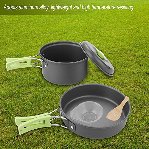 Ustensiles de cuisine de camping noir, set de 8 pièces légères