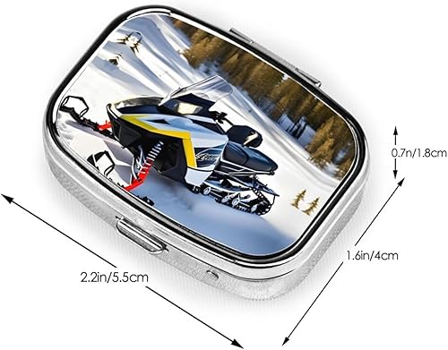 Miniatura 3 de Pastillero cuadrado con estilo avanzado para motos de nieve, material galvanizado portátil y ligero, dos particiones de plástico para garantizar la