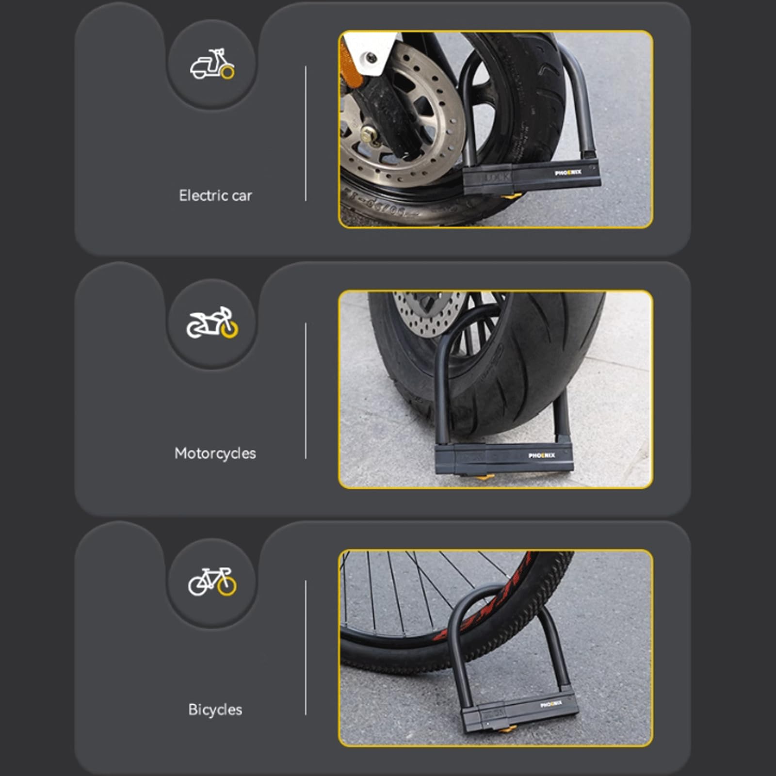 KRILLIQ Blocco antifurto Lucchetto a U in Acciaio Spesso per Moto, a Forma di U, con Testa antifurto, Lucchetto per Pneumatici per Bici, per Moto, Scooter, cancelli Motociclo