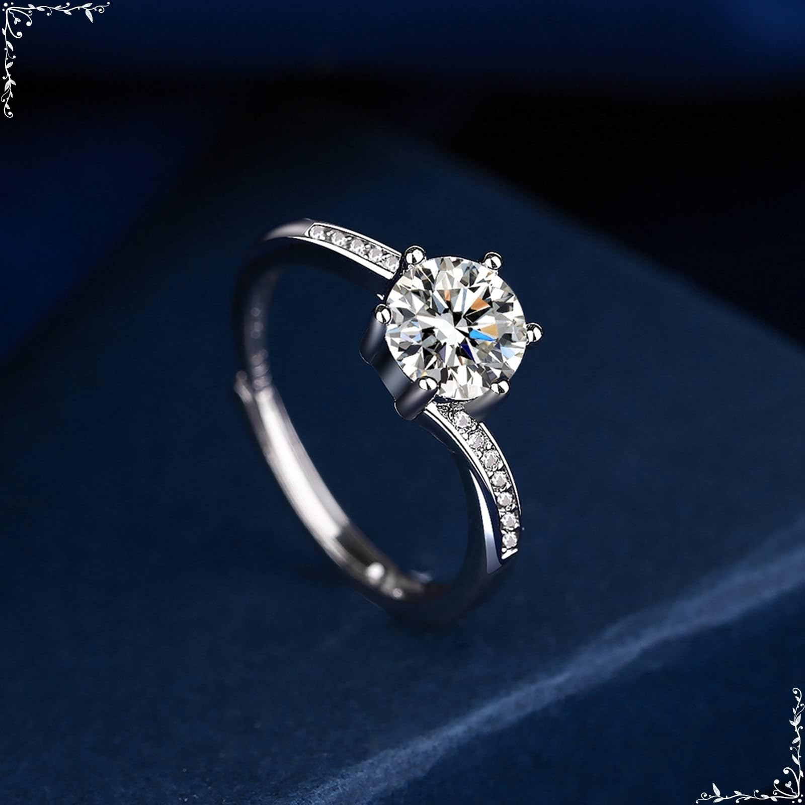 Wycian Pierścionek zaręczynowy Moissanite pierścionki zaręczynowe białe złoto 18K 6 ząbków z cyrkonią rozmiar H 1/2 moda dla siostry ukończenie szkoły biżuteria