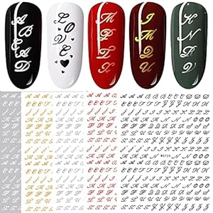 Jmeowio 6 Blatt Alphabet Nagelsticker Set