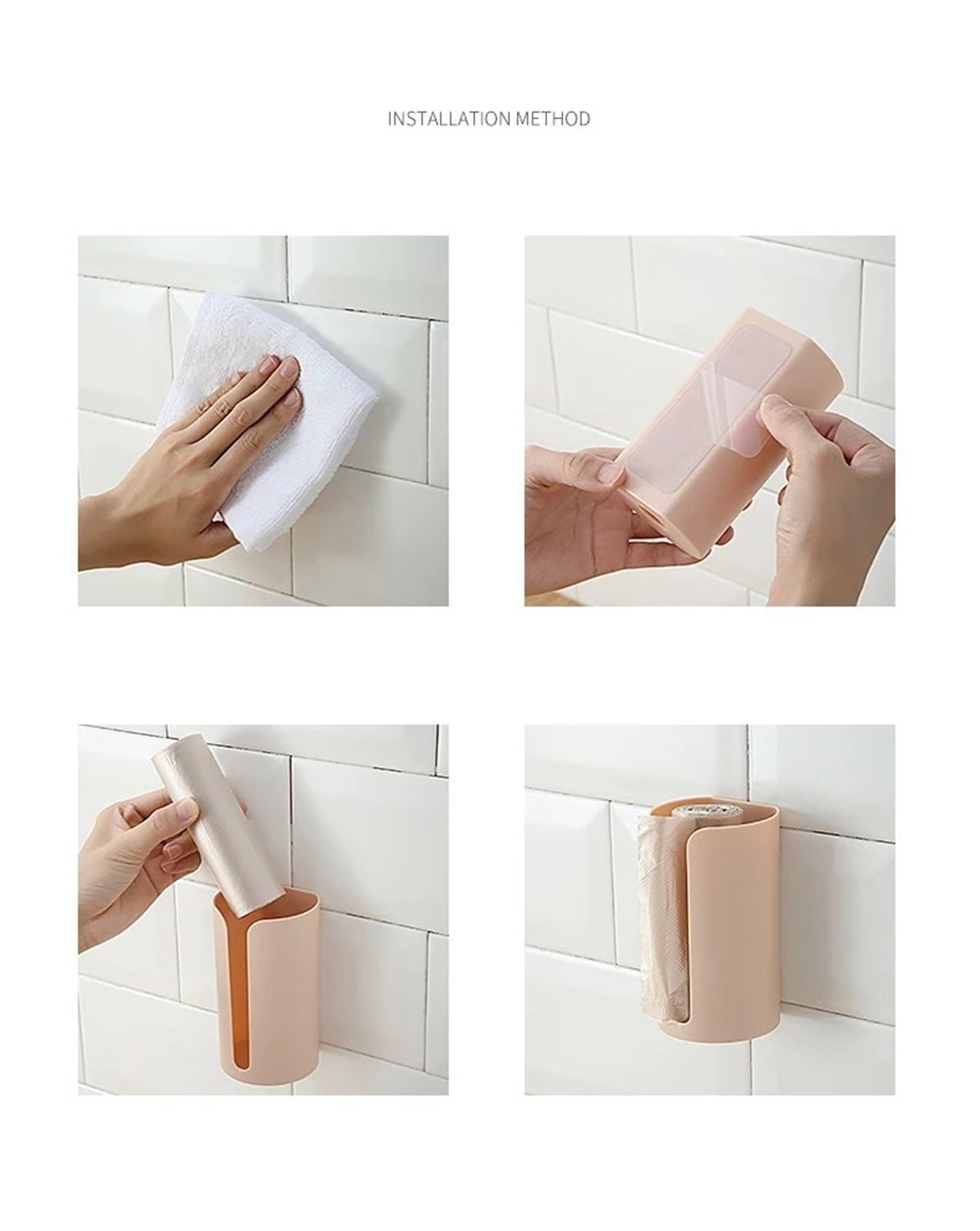 Dispensador De Bolsas De Basura Soporte for bolsa de basura de plástico for colgar en la pared, caja de almacenamiento for bolsa de basura montada, contenedor for el hogar, cocina y baño, 5 uds.(White