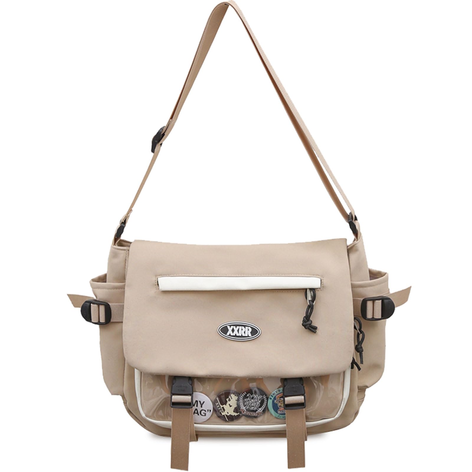 Teclado Fashion Crossbody Bag with Cute Accessories Nylon Casual Messenger Bags with Pendants Handbag Travel Daypacks