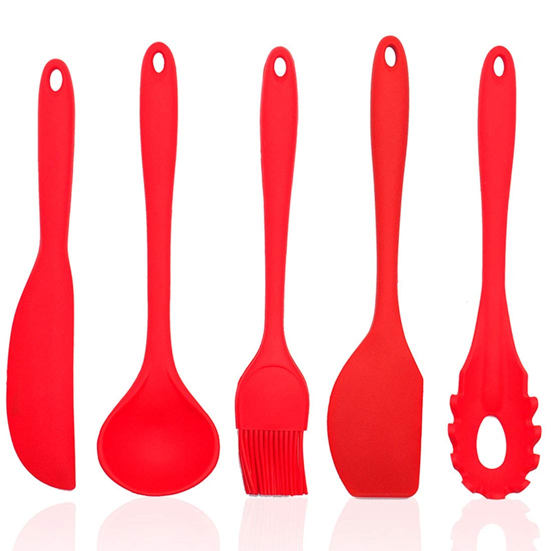 SXSHYUJE Non-stick Kitchen Cooking Set Silicone Spatula Set of 5 - Heat Resistant Seamless Silicone Spatulas for Cooking, Baking and Mixing Baking Utensils, Red