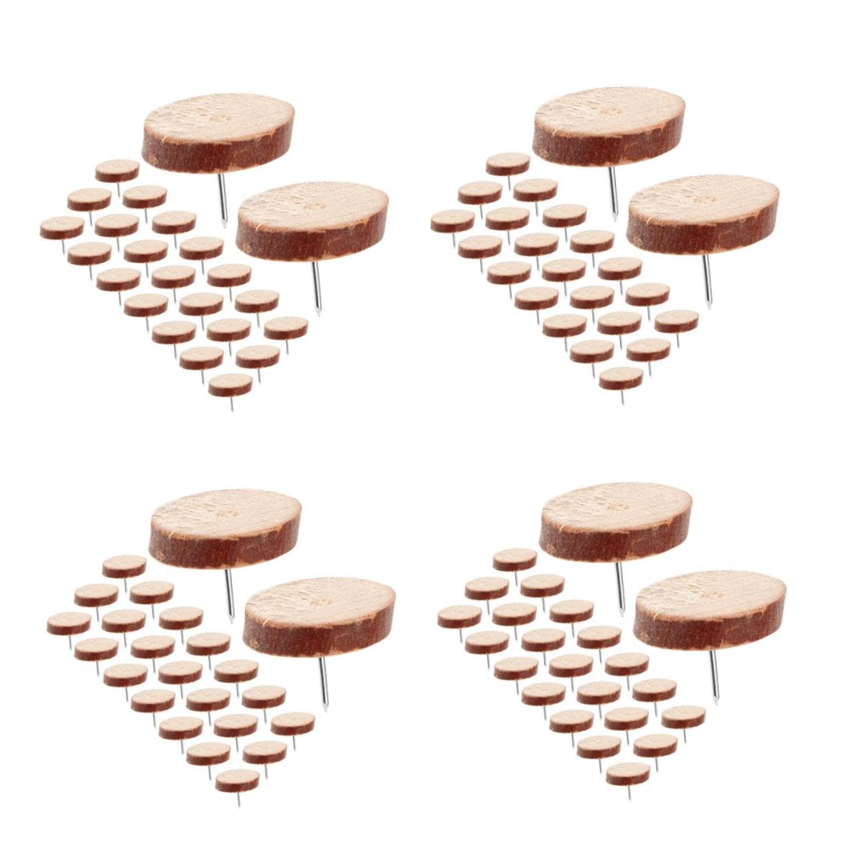 SHINEOFI 4 Sätze Pine Chip Message Board Wand Daumennägel Farbig Dekorative Stecknadel Reißnägel Und Stecknadel Zarte Reißnägel Schreibtischdekorationen Für Das Büro Holz 100 Stück * 4