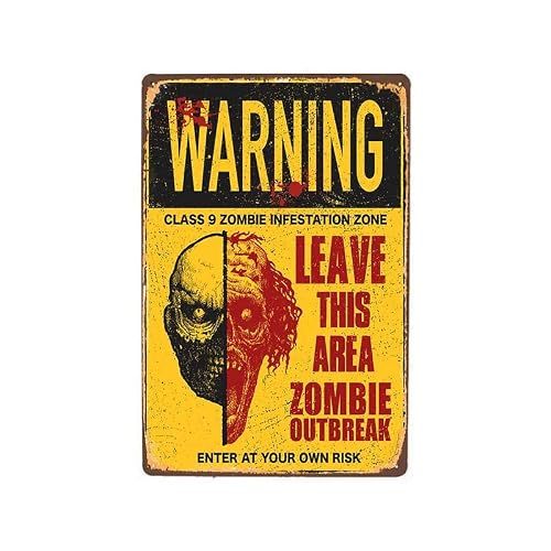 Danger Zombies Zone - Metal Tin Sign Retro Vintage Plaque