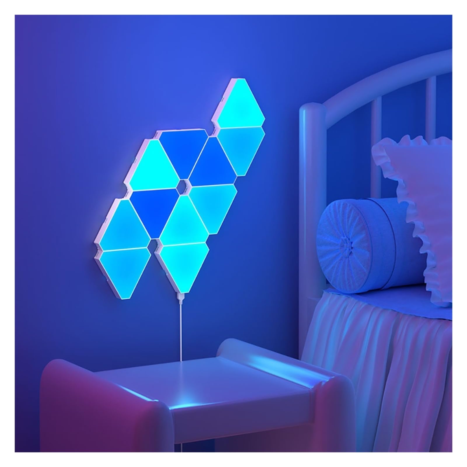 Trójkątna Lampa Kwantowa LED RGB, Ścienna, Inteligentny Odbiór Rytmu, Światło Tła Do Sypialni, Lampka Nocna, Dekoracja Biura CiepłA I Komfortowa Atmosfera(12 PCS,WiFi APP No Plug)