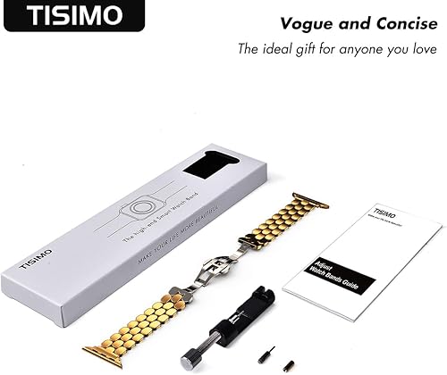 Miniatura 6 de TISIMO Compatible con Apple Watch Band de 1.61, 1.57, 1.49, 1.77, 1.73 y 1.65 pulgadas, correa de acero inoxidable para iWatch Series