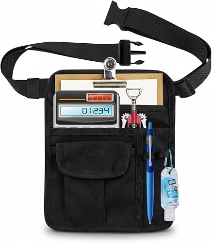 Delantal de limpieza profesional con 5 bolsillos y cinturón ajustable en la cintura, camarero, chef, camarero, para mujeres y hombres, restaurantes,