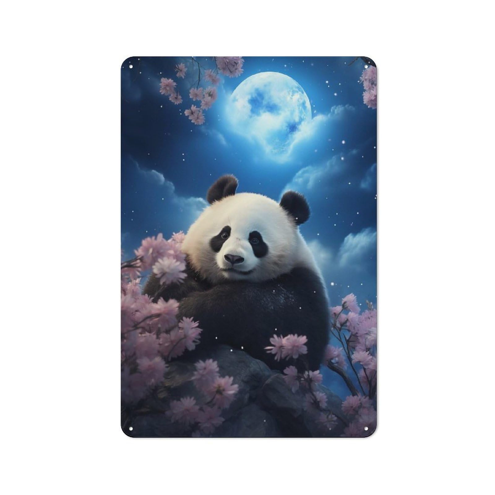 Vintage Cafe Metal Sign 30x20cm Featuring Mystic Panda, Bistro Wall Plaque for Tea Room, Shop Wall Or Breakfast Area
