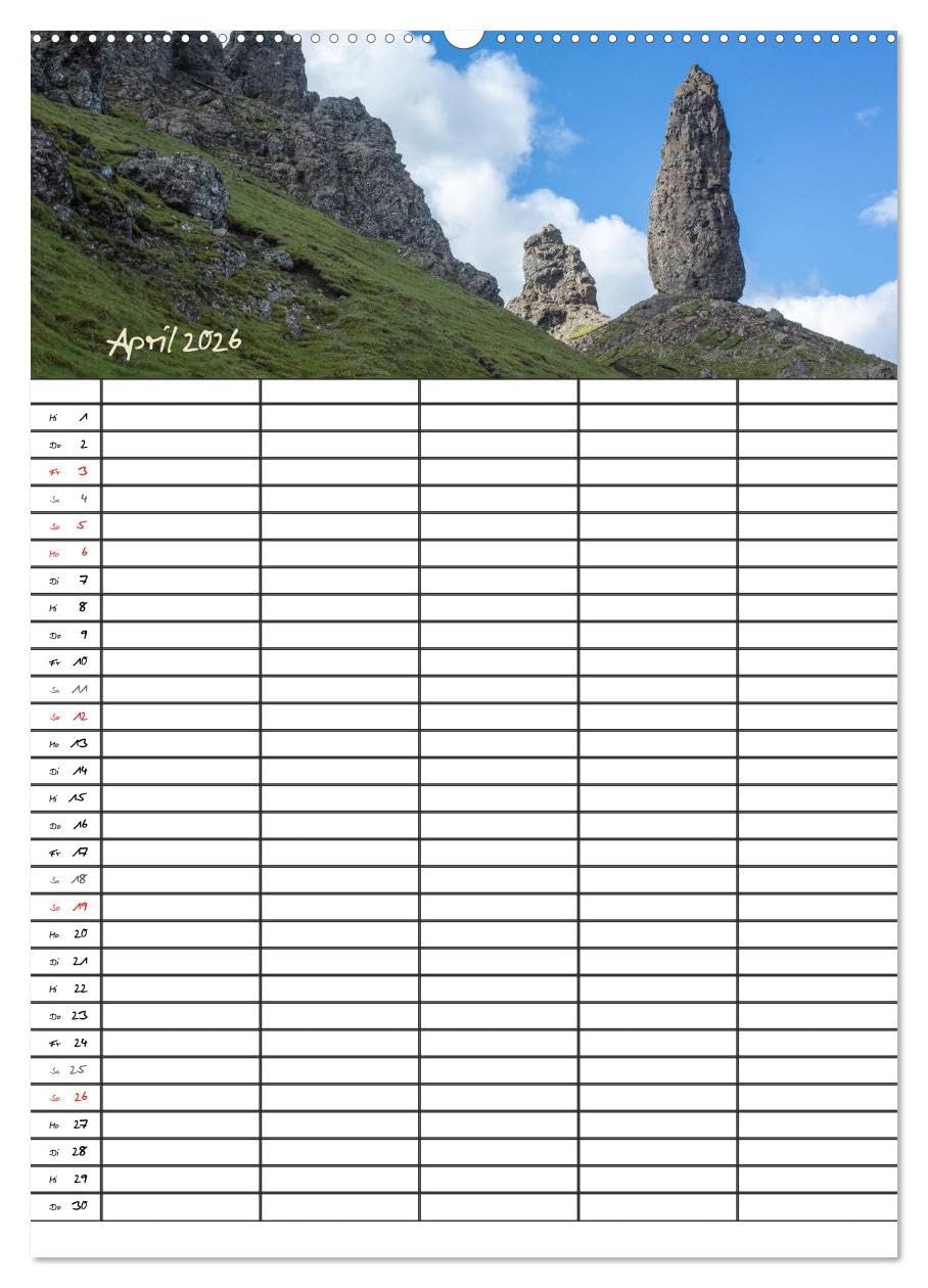 Isle of Skye - Schottlands Inseln - Familienplaner (hochwertiger Premium Wandkalender 2026 DIN A2 hoch), Kunstdruck in Hochglanz: Skye, die "Insel des ... zum Träumen und Genießen. (CALVENDO Orte)
