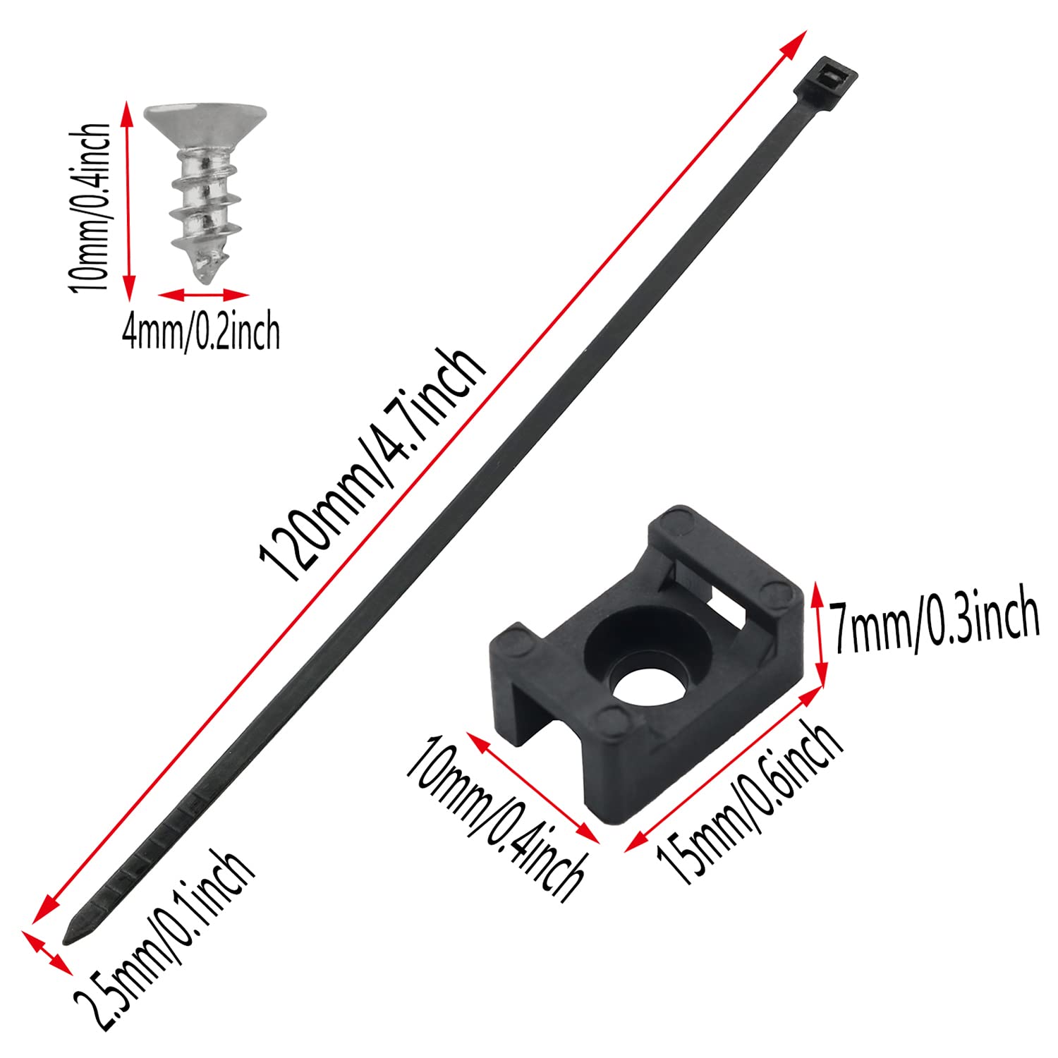 小物 Seiox Saddle Type Mounts Base with 4.7inch Cable Ties and Tapping