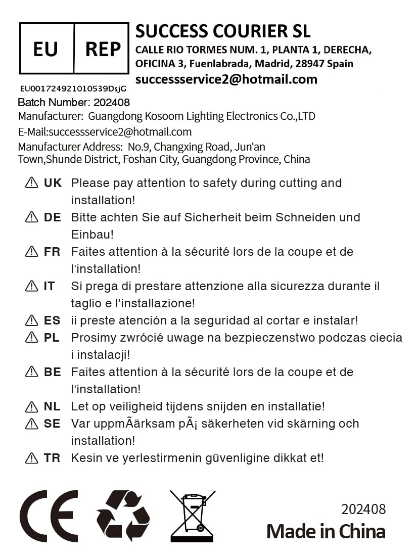 Perfil Aluminio Tira LED Empotrar 20 Piezas x 2M (64.2 x 13.8 mm), Perfil Drywall LED con Difusor LED Blanco Lechoso, Canaleta para Tira LED de hasta 20mm de Ancho