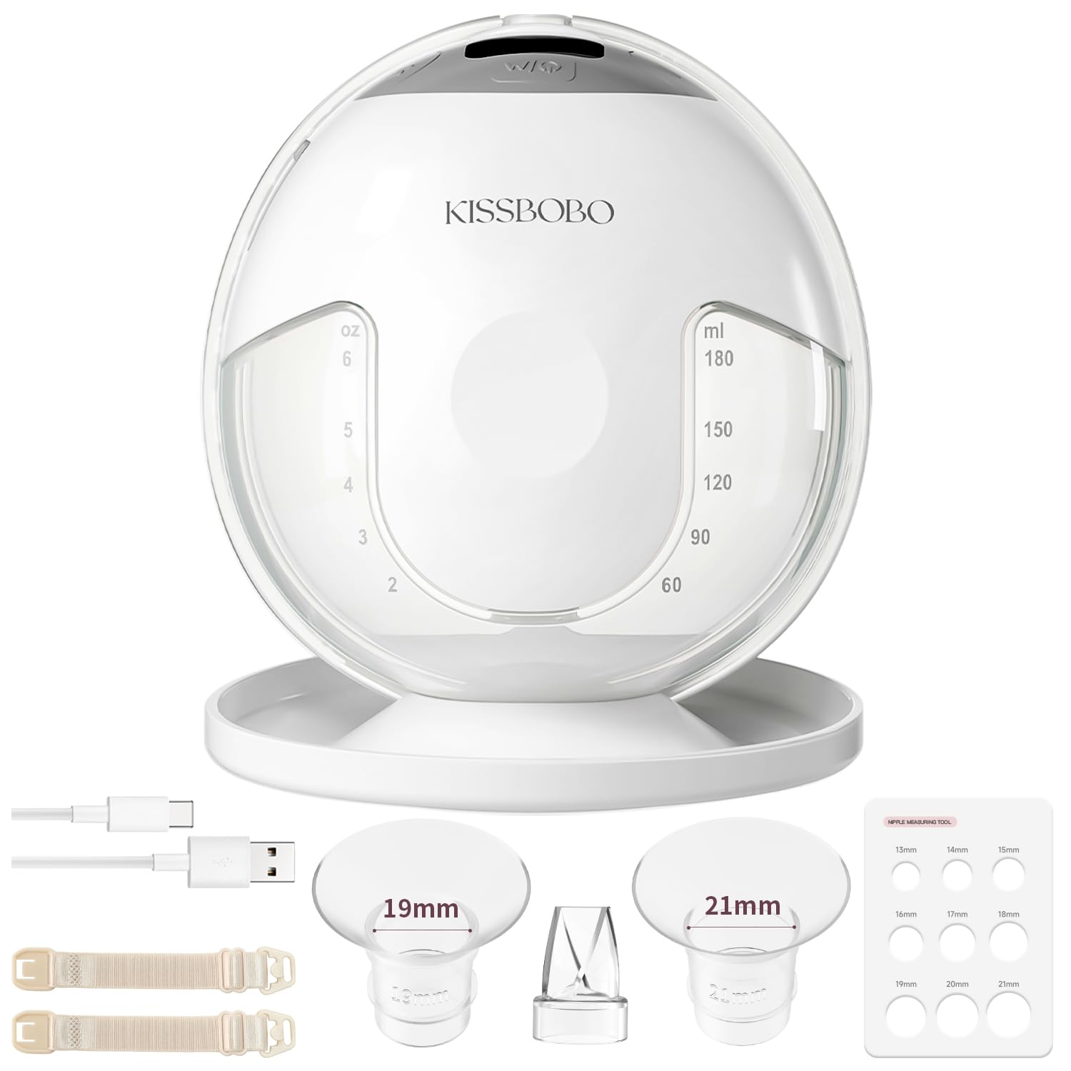 KISSBOBO K5 Sacaleches electricos doble,19 niveles 4 modos, 320mmHg fuerte potencia de succión sacaleches manos libres, indoloro saca leche materna electrico(Beige 2 Piezas) — view 10