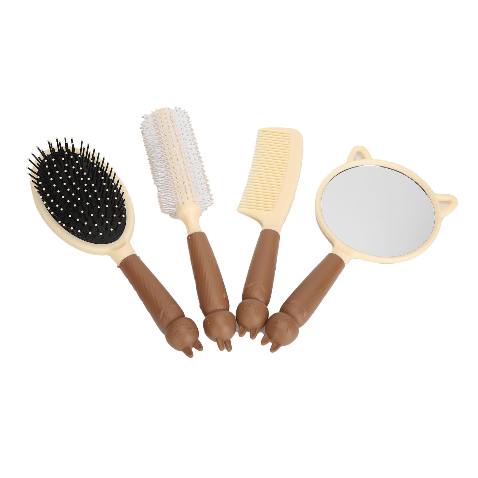 4-teiliges Haarbürsten-Set Für Mädchen – Mit Handspiegel, Lockenkamm & Massagebürste, Rosa
