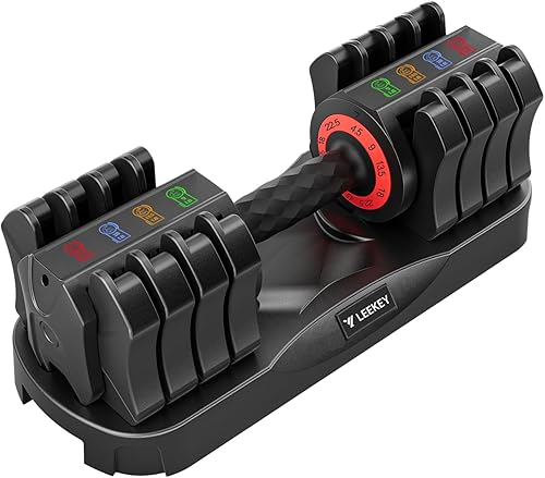 LEEKEY Mancuernas ajustables, mancuernas con mango antideslizante para ejercicio y fitness, ajuste rápido de peso, equipo de entrenamiento