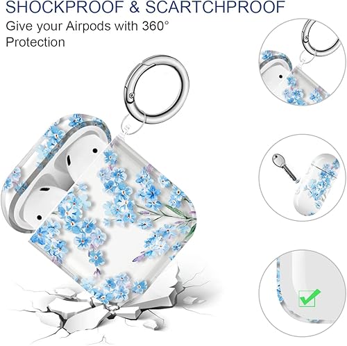 Miniatura 5 de Maxjoy Funda para AirPods, funda transparente para AirPods, bonita funda suave y transparente para AirPod de 2ª generación para mujeres, con clip