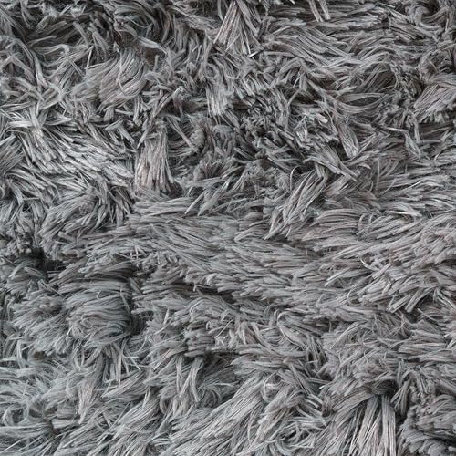 Paco Home Hochflor Teppich Wohnzimmer rutschfest Fellteppich Shaggy Flauschig Weich Modern Kunstfell Fell Imitat Einfarbig, Grösse:140x200 cm, Farbe:Grau