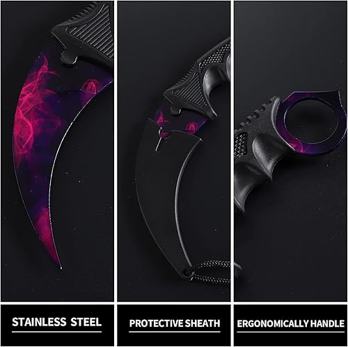 Miniatura 2 de Cuchillo Karambit sin ofensivo, cuchillo de entrenamiento de práctica de acero inoxidable con funda para principiantes, herramienta de entrenamiento