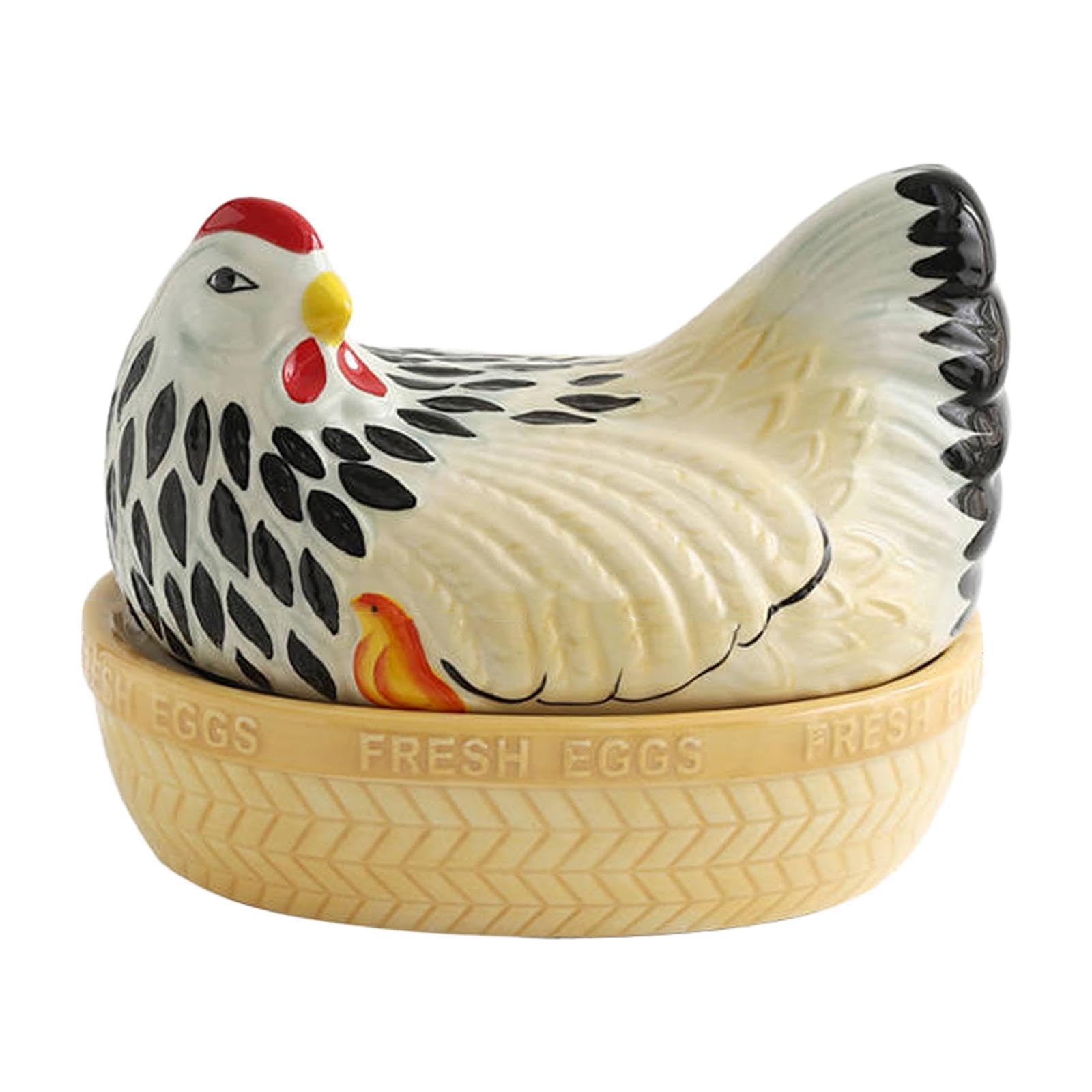 Boîte à œufs à Motif Volaille, Panier de Collecte D'œufs, Organisateur Rustique, Céramique Colorée