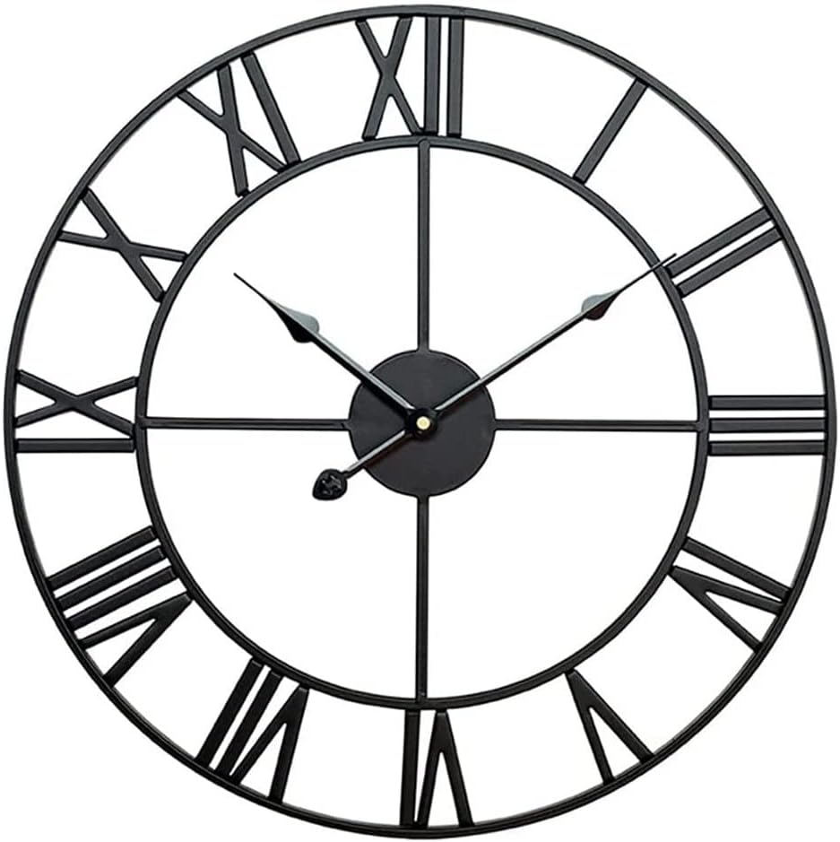 Outdoor Waterproof Clocks, Metal Iron Wall Clock, Vintage Antique Art Clock, Silent Battery Operated Large Roman Clocks, for Living Room, Patio(Size:30inch)