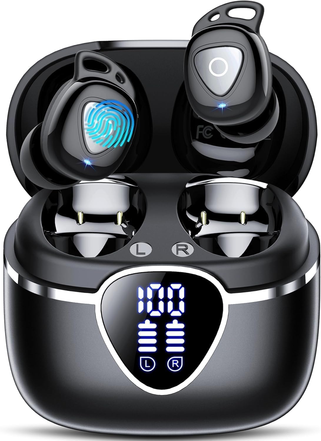 Wireless Earbuds, 2026 Bluetooth Earphones In Ear with 4 ENC Noise Cancelling, 40H Mic Clear Calls Bluetooth Headphones, Deep Bass IP7 Waterproof Mini Ear Buds,USB-C Dual LED Display for Sport Workout - 1