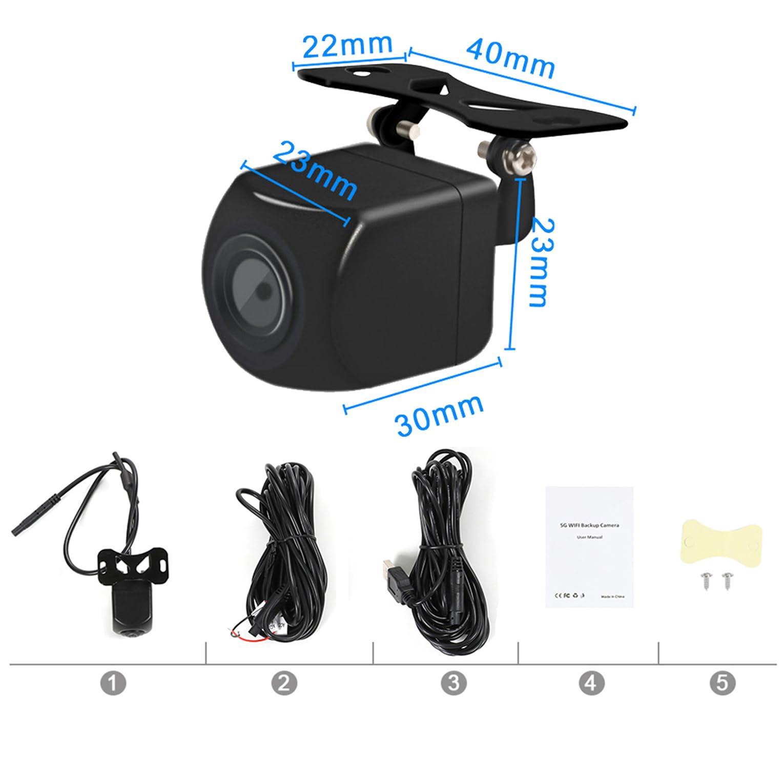 WiFi-Rückfahrkamera 5 V USB/12 V HD Nachtsichtkamera wasserdicht kompatibel mit Android IOS Motorrad Auto Wohnmobil