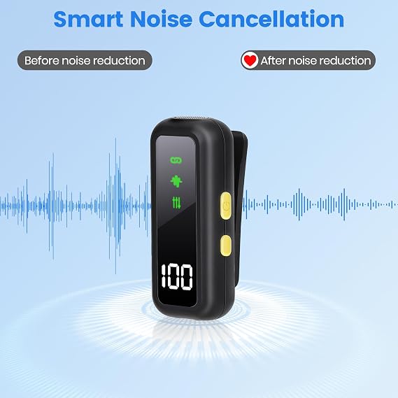 Wireless Lavalier Microphone for iPhone/Android, Noise Reduction Mini Microphones, USB-C Plug and Play Lapel Mic, Ultra-Light Clip on Mic for Content Creator, Video Recording, Vlogging, Streaming