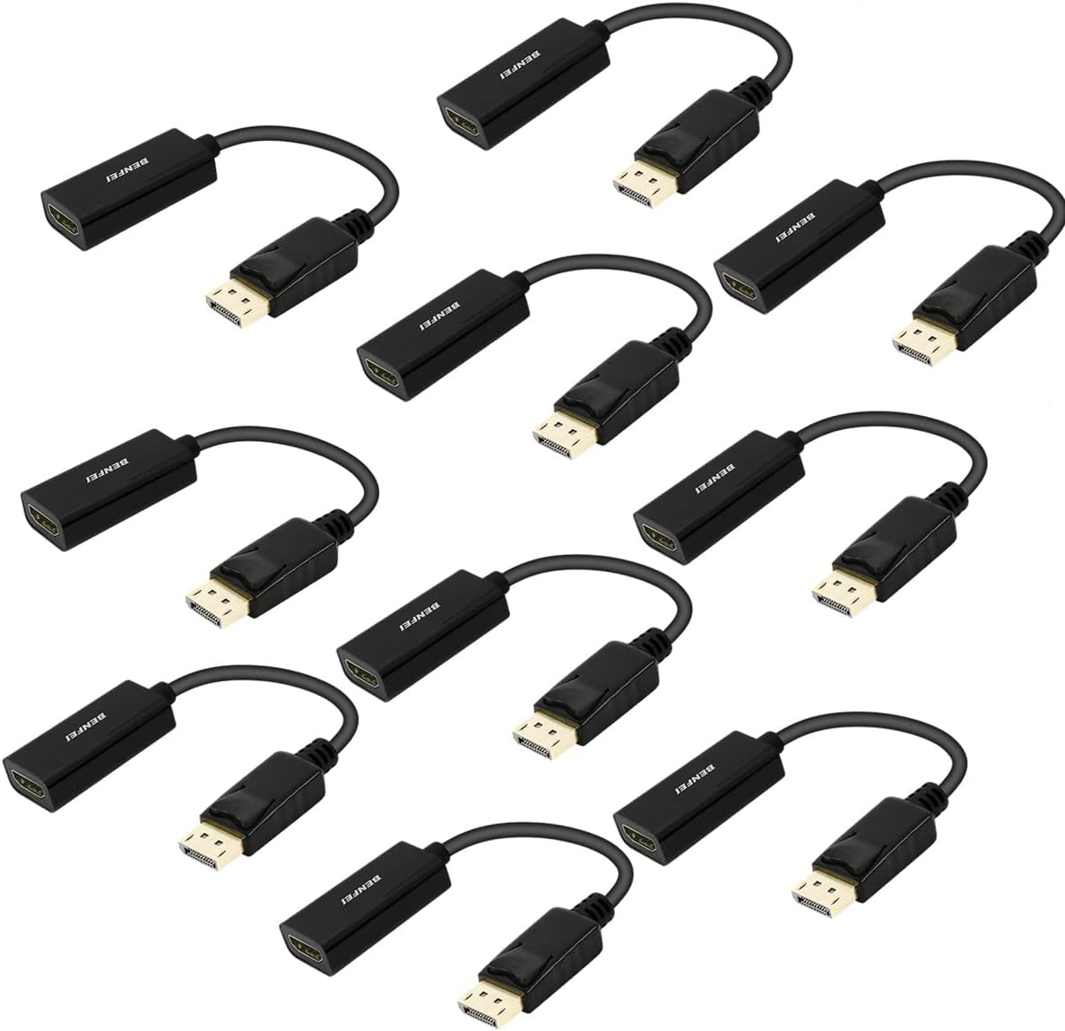 BENFEIDisplayport to HDMI Adapter 10 Pack, Dp(Display Port) Male to Hdmi Female Converter with Audio for Lenovo, Dell, HP, Asus and other brand