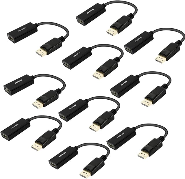 Adapter BENFEI DisplayPort na HDMI, 10 szt pozłacany DisplayPort/DP z komputera/laptopa na HDMI z konwertera monitora/telewizora/projektora (nie dwukierunkowy, nie kompaktowy z połączeniem USB)