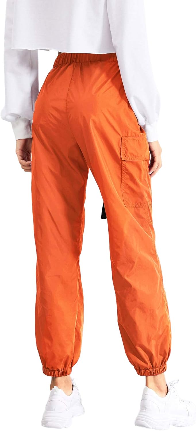 Floerns Women's Drawstring Pockets Casual Neon Joggers Baggy Cargo Pants - Image 2