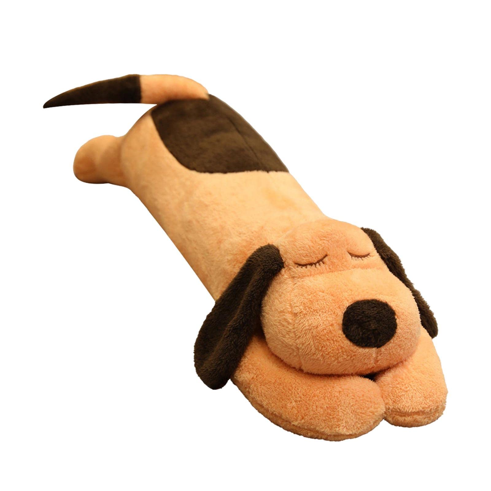 Sharplace Almohada Larga de Peluche con Forma de Perro a Rayas, Cojín de Peluche para Adolescentes, Navidad Y Oficina, beige 110cm