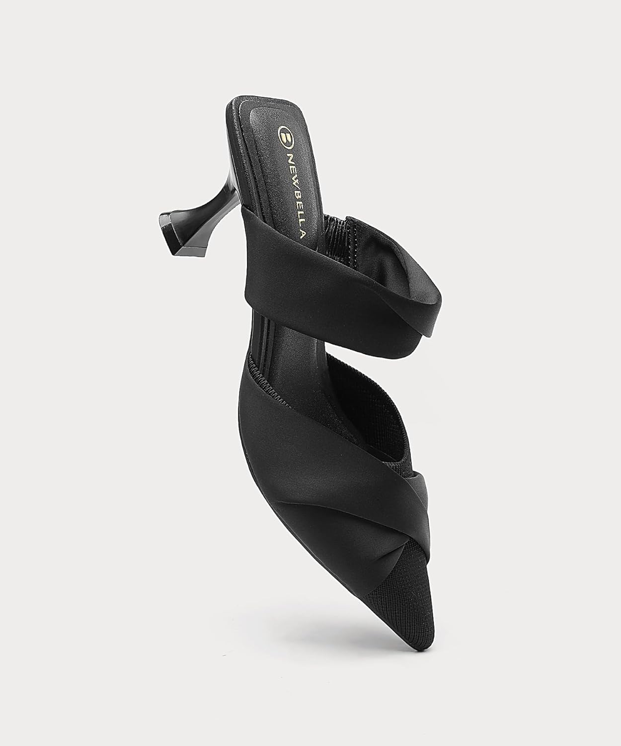 NEWBELLA Women's Pointed Toe Kitten Heel Mules - Elegant Slip-On Heeled Sandals, Low Heel Dress Shoes for Office, Wedding & Evening Wear - Image 2