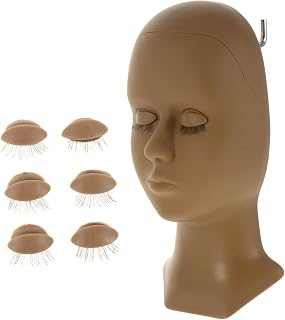 Beavorty 6Pcs Grafting Eyelash Head Model eyelash mannequin head manikin practice head human body face