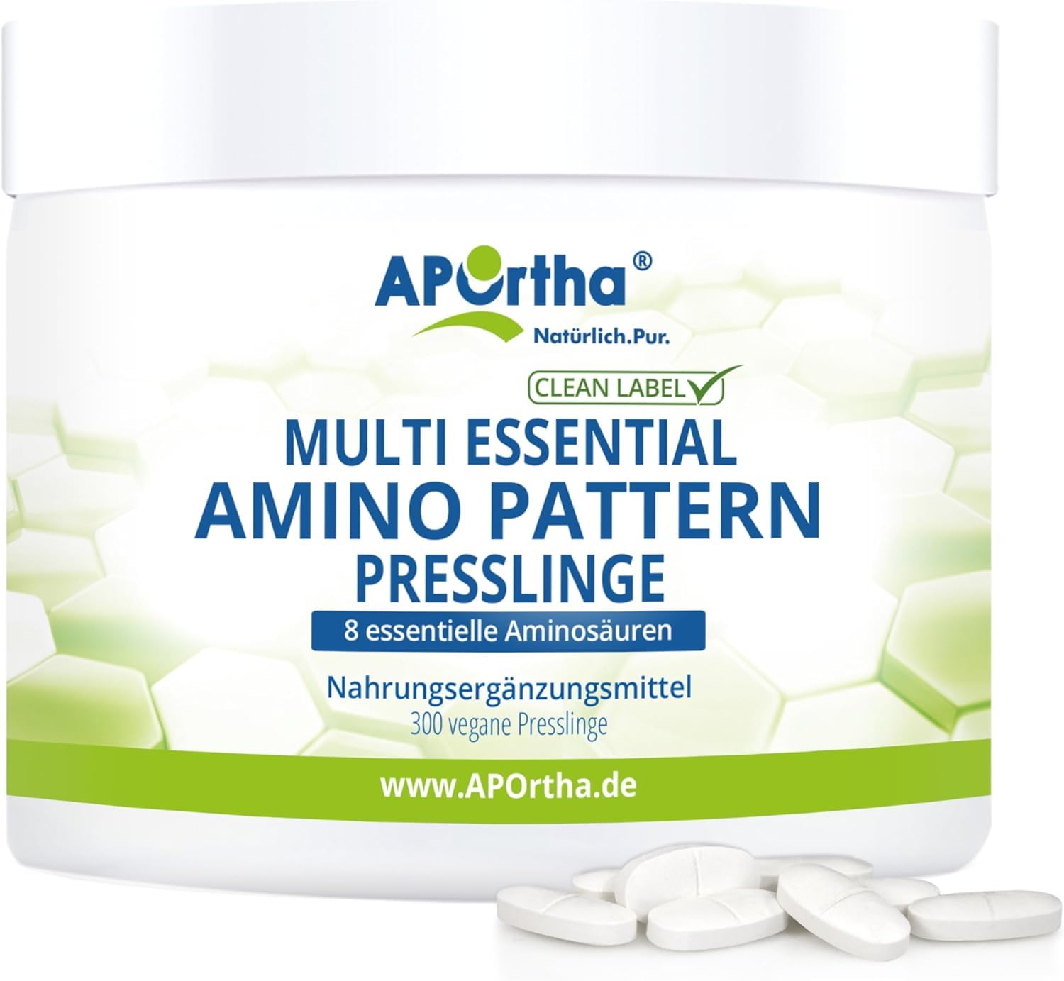 APOrtha® Multi Essential Amino Pattern – 300 Presslinge mit 8 essentiellen Aminosäuren nach Prof. Dr. Lucà-Moretti, ausgewogenes Aminosäuren-Profil, EAA Presslinge, vegan