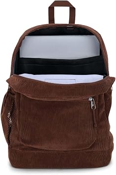 JanSport Cross Town Plus Remix Backpack - Padded Back Panel, Laptop Sleeve, and Front Pocket Organizer - Basic Brown Corduroy