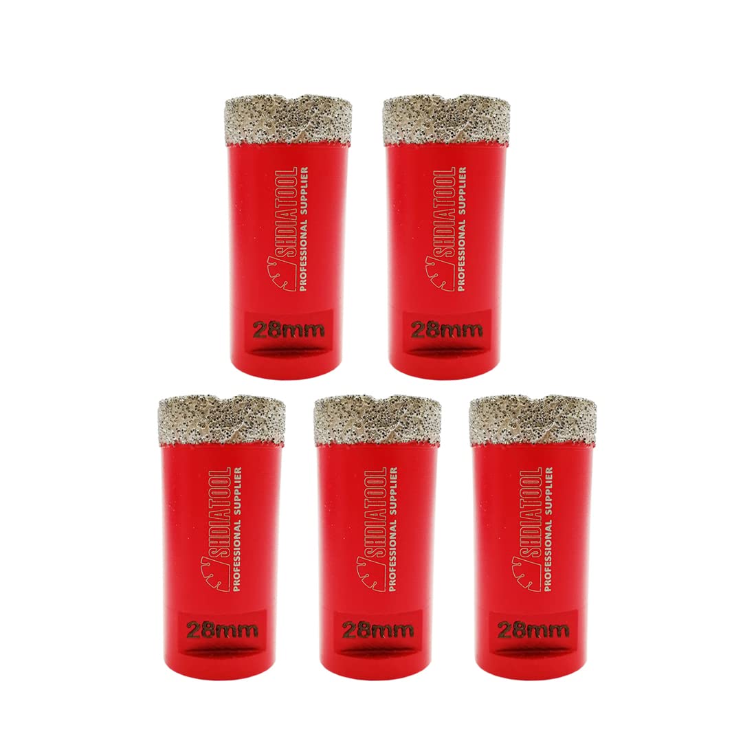 SHDIATOOL Diamond Core Drill Bit,Hole Saw Diameter 28mm 1-1/8" M14 Thread Vacuum Brazed for Concrete Granite Marble Porcelain Tile Masonry Brick,5PCS
