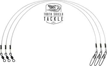 Tooth Shield Tackle 3 Pack 100 lb. Premium Fluorocarbon Musky Leader Muskie Pike Leader Crane Swivel