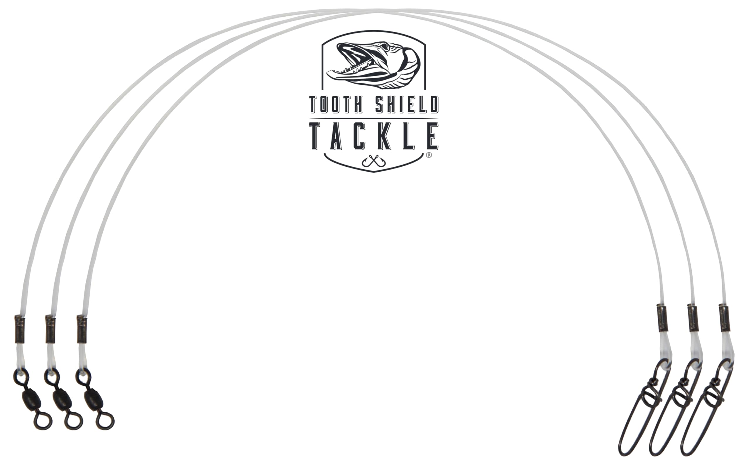 Tooth Shield Tackle 3 Pack 130 lb. Premium Fluorocarbon Musky Leader Muskie Pike Leader (Crane Swivel) (14