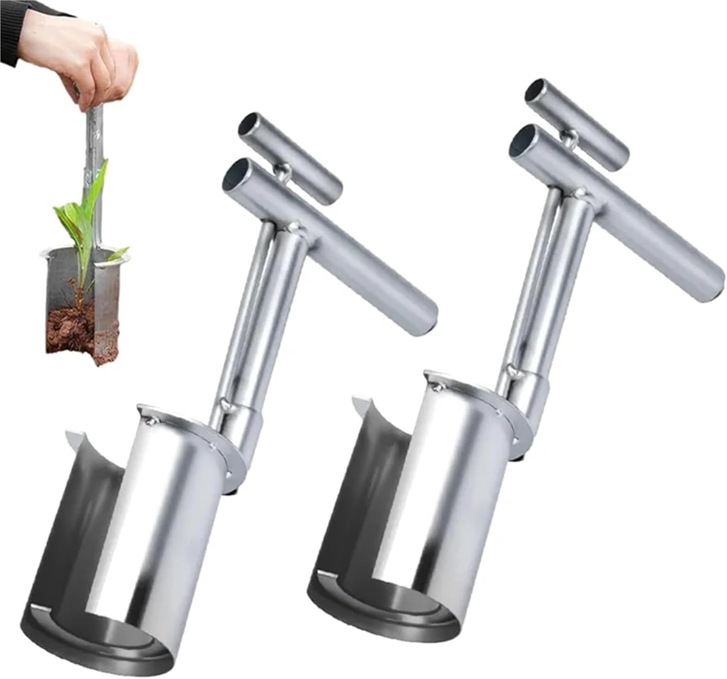 Bulb Planter Tool 2PCS Bulb Planter Tool, Plant and Fruit Tree Seedling Transplanter, Stainless Steel Seed Planting Tools